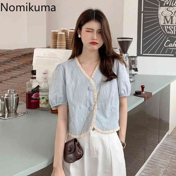 nomikuma french style short sleeve shirts summer lace patchwork v neck single breasted crop casual sweet blouse blusas 210514, White
nomikuma french style short sleeve shirts summer lace patchwork v neck single breasted crop casual sweet blouse blusas 210514, White