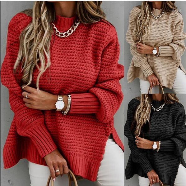 women's sweaters beat autumn and winter2021 style long-sleeved half-high neck solid color drawstring side slit knit sweater, White;black
women's sweaters beat autumn and winter2021 style long-sleeved half-high neck solid color drawstring side slit knit sweater, White;black