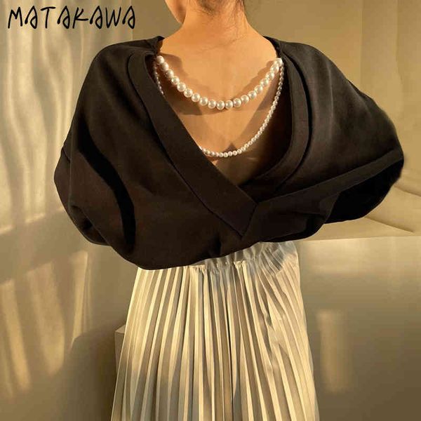 matakawa back pierced pearl chain sweatshirt women fall women clothing korean chic long sleeve hoodies 210513, Black
matakawa back pierced pearl chain sweatshirt women fall women clothing korean chic long sleeve hoodies 210513, Black