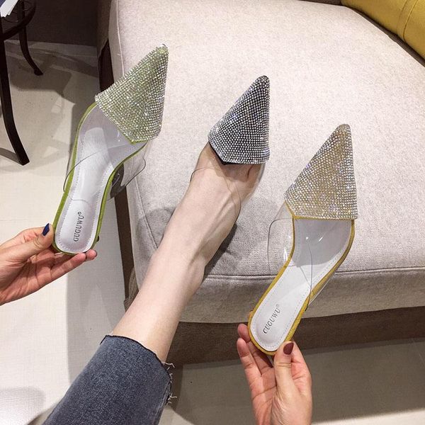 slippers transparent women mules shoes rhinestone pointed toe slip on sandals slides fashion casual outdoor sexy, Black
slippers transparent women mules shoes rhinestone pointed toe slip on sandals slides fashion casual outdoor sexy, Black