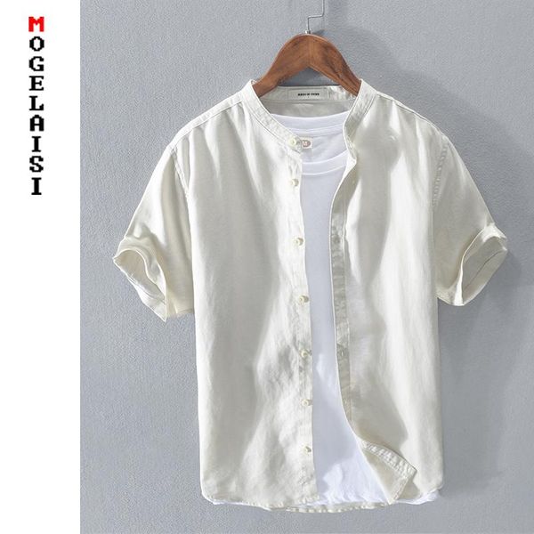 men's casual shirts summer cotton linen shirt stand collar short-sleeved solid japanese breathable simple rc204, White;black
men's casual shirts summer cotton linen shirt stand collar short-sleeved solid japanese breathable simple rc204, White;black