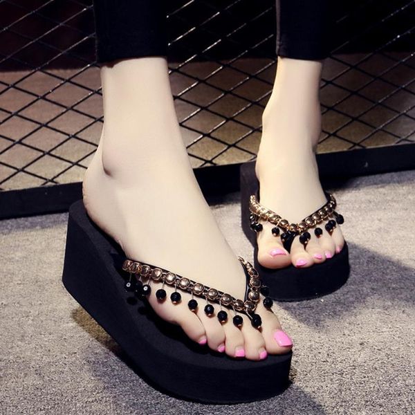 slippers 2021 flip flops summer bohemia fashion womens wedge sandals casual beach diy shoes 7cm heel for holiday, Black
slippers 2021 flip flops summer bohemia fashion womens wedge sandals casual beach diy shoes 7cm heel for holiday, Black