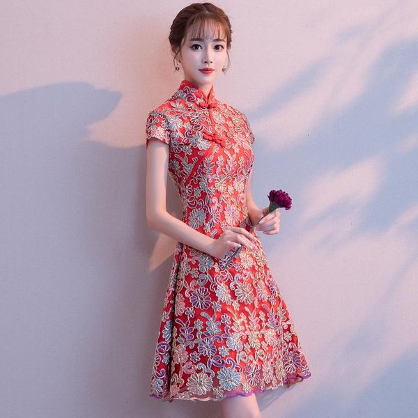 ethnic clothing elegant slim cheongsam embroidery bride dress chinese style evening party a-line formal xl, Red
ethnic clothing elegant slim cheongsam embroidery bride dress chinese style evening party a-line formal xl, Red