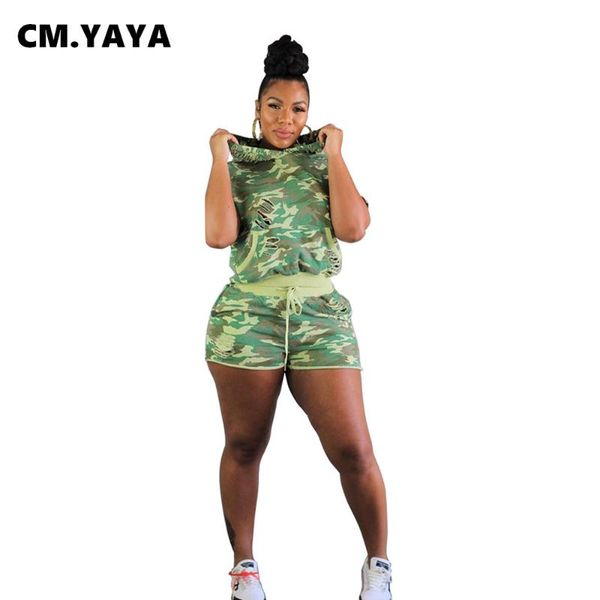 women's tracksuits cm.yaya women set hole camouflage print short sleeve hooded collar skinny shorts two 2 piece sets tracksuit summer, Gray
women's tracksuits cm.yaya women set hole camouflage print short sleeve hooded collar skinny shorts two 2 piece sets tracksuit summer, Gray