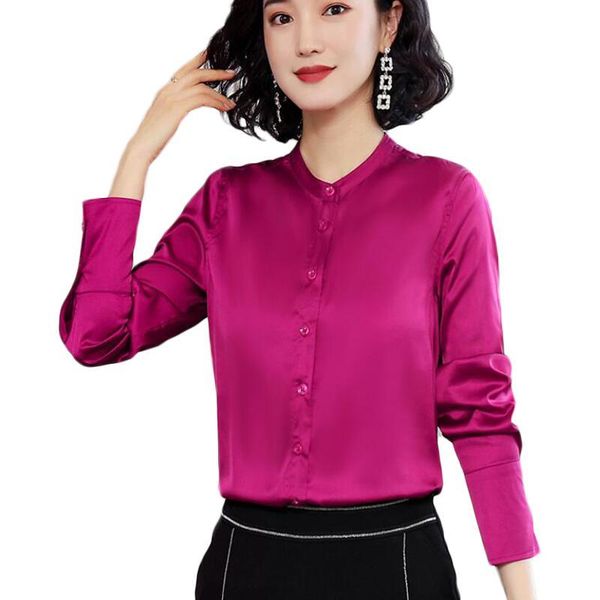 long sleeve stand collar chiffon blouse women shirts fashion office work silk plus size blusas mujer women's blouses &, White 
long sleeve stand collar chiffon blouse women shirts fashion office work silk plus size blusas mujer women's blouses &, White