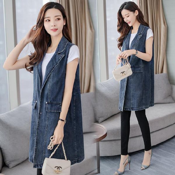 women's vests 2021 spring and autumn large size loose denim vest medium long sleeveless solid gray blue single breasted office lady, Black;white
women's vests 2021 spring and autumn large size loose denim vest medium long sleeveless solid gray blue single breasted office lady, Black;white