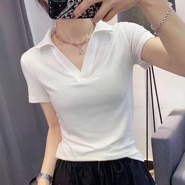 women's t-shirt half-sleeve pure cotton 2021 fashionable turn-down collar sports casual short-sleeved shirt, White
women's t-shirt half-sleeve pure cotton 2021 fashionable turn-down collar sports casual short-sleeved shirt, White