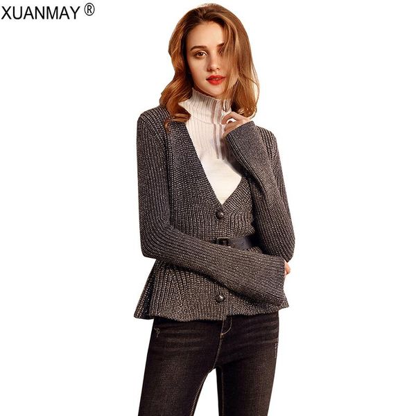 women's sweaters spring flash fabric cardigan sweater vintage style slim button knit 2021 women long sleeve, White;black
women's sweaters spring flash fabric cardigan sweater vintage style slim button knit 2021 women long sleeve, White;black