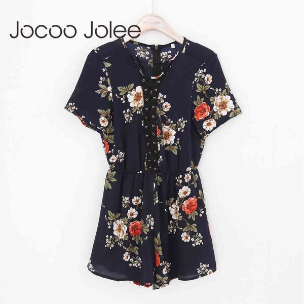 lace-up floral playsuits for women bohemian style summer beach wearings loose shorts 210428, Black;white
lace-up floral playsuits for women bohemian style summer beach wearings loose shorts 210428, Black;white