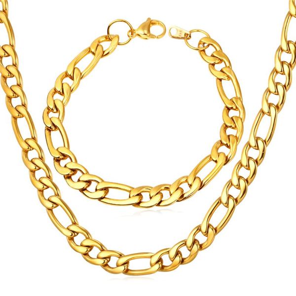 earrings & necklace collare trendy jewelry sets for men/women 316l stainless steel gold/black color figaro bracelets necklaceset wholesale s, Silver
earrings & necklace collare trendy jewelry sets for men/women 316l stainless steel gold/black color figaro bracelets necklaceset wholesale s, Silver