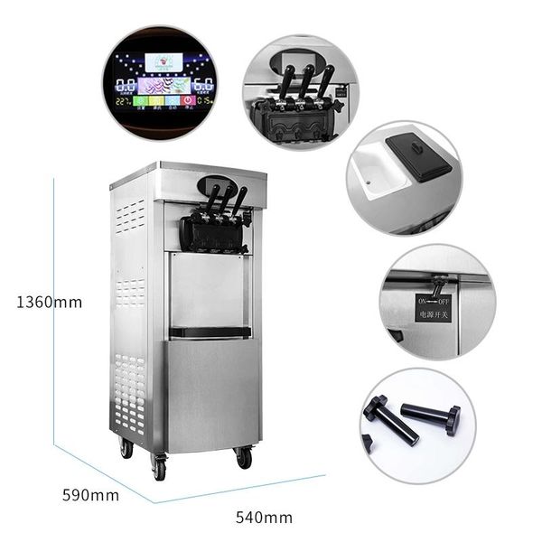110v/220v three flavors 28-30l/h commercial soft ice cream machine sweet r410 or r22 making
110v/220v three flavors 28-30l/h commercial soft ice cream machine sweet r410 or r22 making