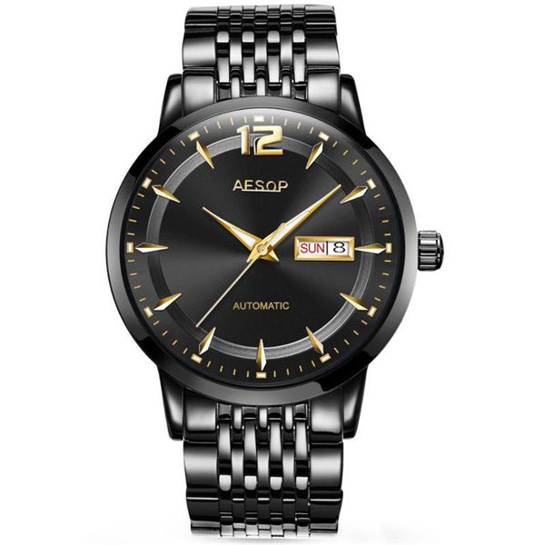 wristwatches aesop men watches automatic black watch stainless steel waterproof business sport mechanical wristwatch, Slivery;brown
wristwatches aesop men watches automatic black watch stainless steel waterproof business sport mechanical wristwatch, Slivery;brown
