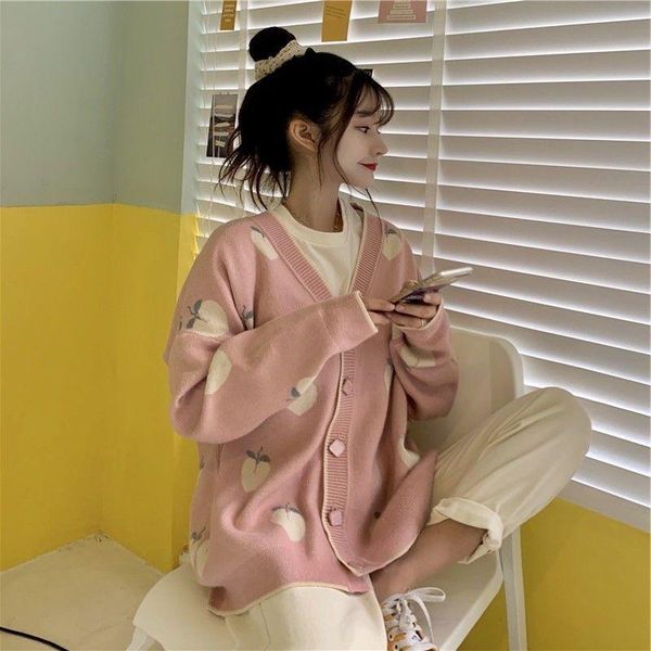 women's knits & tees womens cardigans sweaters v-neck single breasted floral casual loose korean sweet students knitting outerwear, White
women's knits & tees womens cardigans sweaters v-neck single breasted floral casual loose korean sweet students knitting outerwear, White