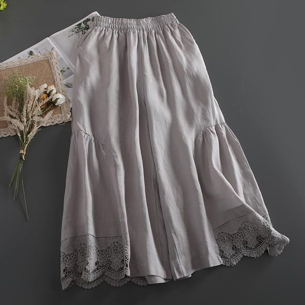 women's pants & capris summer women cropped trousers mori girl elastic waist embroidery cotton and linen wide-leg, Black;white
women's pants & capris summer women cropped trousers mori girl elastic waist embroidery cotton and linen wide-leg, Black;white