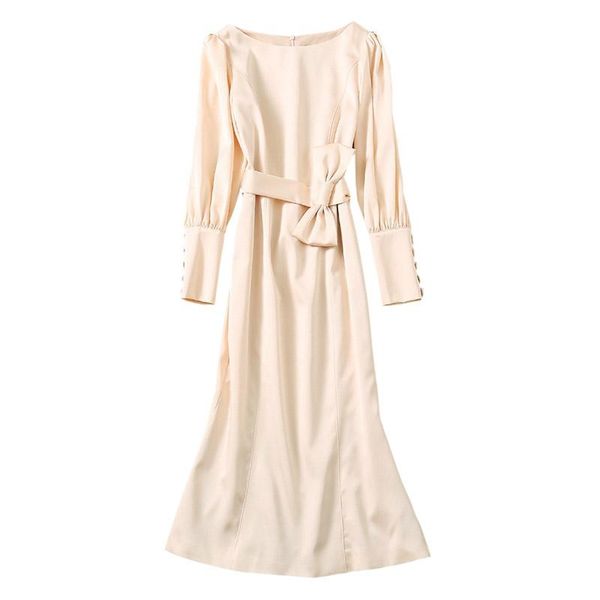 beige boat neck buttoned cuffs long sleeved sash bow belt mid-calf length mermaid dress drop casual dresses, Black;gray
beige boat neck buttoned cuffs long sleeved sash bow belt mid-calf length mermaid dress drop casual dresses, Black;gray