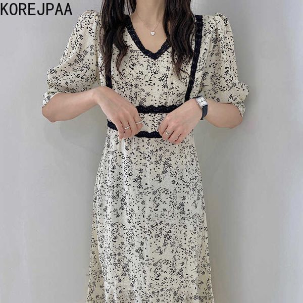 korejpaa women dress summer korean fashion chic elegant v-neck floral lace spell receiving waist short sleeve long dresses 210526, Black;gray
korejpaa women dress summer korean fashion chic elegant v-neck floral lace spell receiving waist short sleeve long dresses 210526, Black;gray