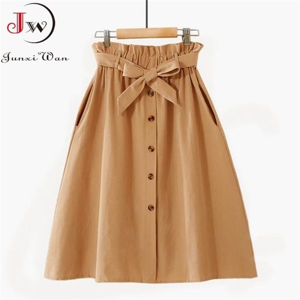 women casual cotton skirts spring summer korean style solid elegant high waist single-breasted bow lace up a-line midi skir 210619, Black
women casual cotton skirts spring summer korean style solid elegant high waist single-breasted bow lace up a-line midi skir 210619, Black