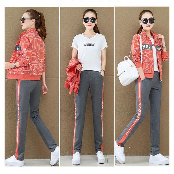 women's tracksuits women spring autumn fashion print tracksuit 3 piece sets outfit casual stand zip up jacket + t-shirt pants jogging s, Gray
women's tracksuits women spring autumn fashion print tracksuit 3 piece sets outfit casual stand zip up jacket + t-shirt pants jogging s, Gray
