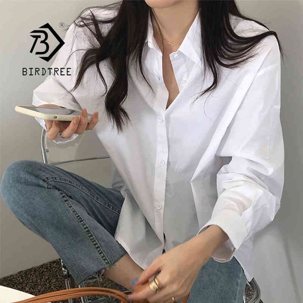 fall new arrival women white shirt oversize solid long sleeve blouse turn-down collar casual basic feminina blusa t081 210430
fall new arrival women white shirt oversize solid long sleeve blouse turn-down collar casual basic feminina blusa t081 210430