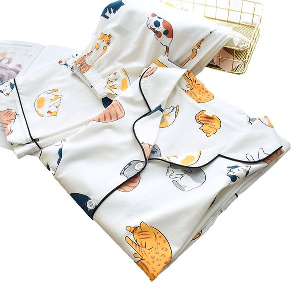 100% cotton pajamas for women 2021 cute cat print cartoon home clothes 2pcs set sleepwear female +pants nighties pijama suit, Black;red
100% cotton pajamas for women 2021 cute cat print cartoon home clothes 2pcs set sleepwear female +pants nighties pijama suit, Black;red