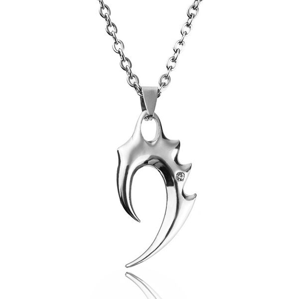 design jewelry stainless steel flame creative personality necklace simple crescent sweater chain wolf tooth pendant, Silver
design jewelry stainless steel flame creative personality necklace simple crescent sweater chain wolf tooth pendant, Silver