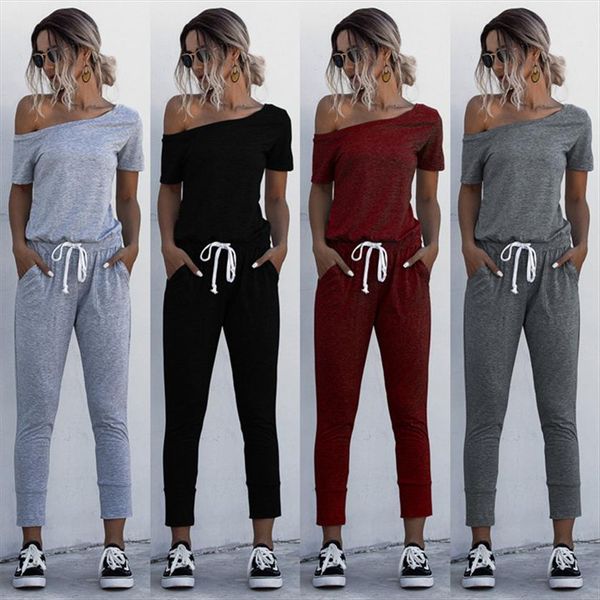 jumpsuits summer fashion solid color womenpant drawstring design pockets sets decor oblique collar short sleeve mid waist suit, White
jumpsuits summer fashion solid color womenpant drawstring design pockets sets decor oblique collar short sleeve mid waist suit, White