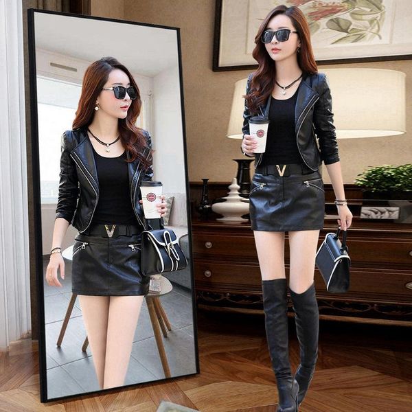 women's leather & faux small coat ultra short spring and autumn fashion man versatile slim 2021, Black
women's leather & faux small coat ultra short spring and autumn fashion man versatile slim 2021, Black