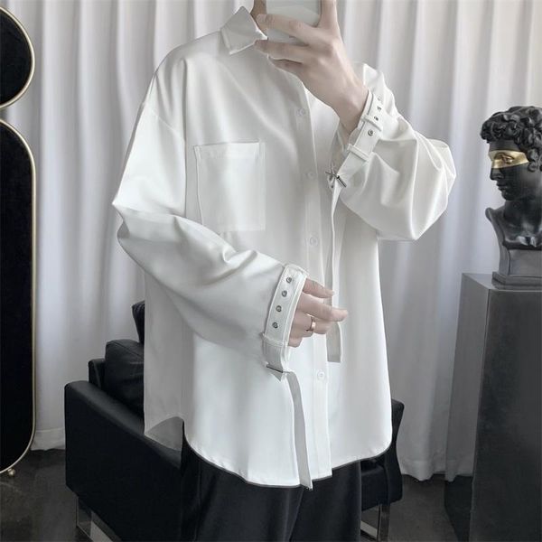 men's casual shirts summer men 's white long-sleeved shirt korean style oversized harajuku solid color, White;black
men's casual shirts summer men 's white long-sleeved shirt korean style oversized harajuku solid color, White;black
