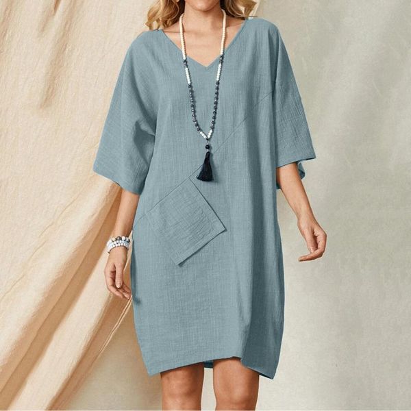 women's swimwear summer simple mini dress women plain flare sleeve straight casual v-neck pockets solid home robe femme 2021, White;black
women's swimwear summer simple mini dress women plain flare sleeve straight casual v-neck pockets solid home robe femme 2021, White;black