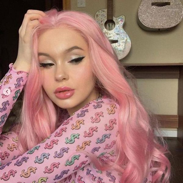 pink hair synthetic lace front wigs high temperature soft long body wave cosplay wig sweet with natural hairline1, Black
pink hair synthetic lace front wigs high temperature soft long body wave cosplay wig sweet with natural hairline1, Black