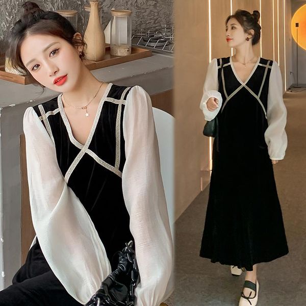 maternity dresses autumn velvet dress lantern sleeve beige patchwork v-neck pregnant woman loose plus size pregnancy, White
maternity dresses autumn velvet dress lantern sleeve beige patchwork v-neck pregnant woman loose plus size pregnancy, White