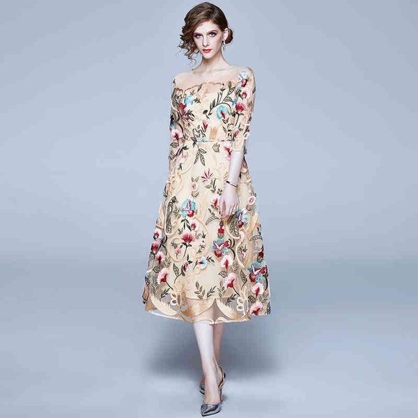 casual dresses luxury flower embroidery women slim fit and flare overlay mesh female party midi vestidos 567u, Black;gray
casual dresses luxury flower embroidery women slim fit and flare overlay mesh female party midi vestidos 567u, Black;gray