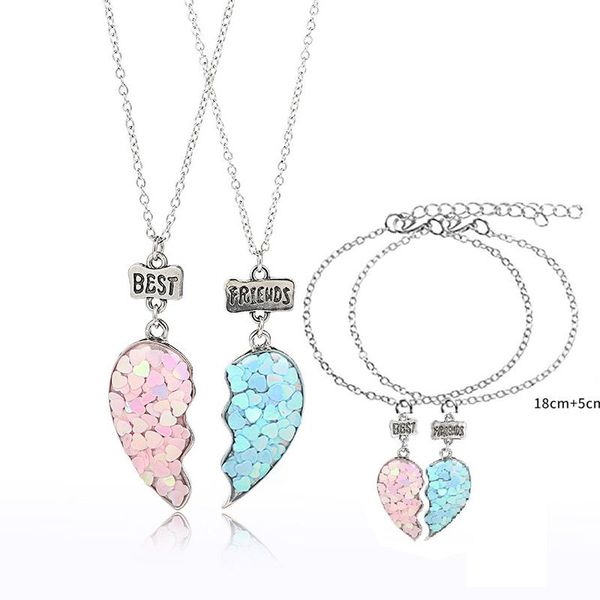pendant necklaces a girl' 2021 2pcs/set sequin stitching heart broken friends necklace chain bff friendship jewelry gift for kids, Silver
pendant necklaces a girl' 2021 2pcs/set sequin stitching heart broken friends necklace chain bff friendship jewelry gift for kids, Silver