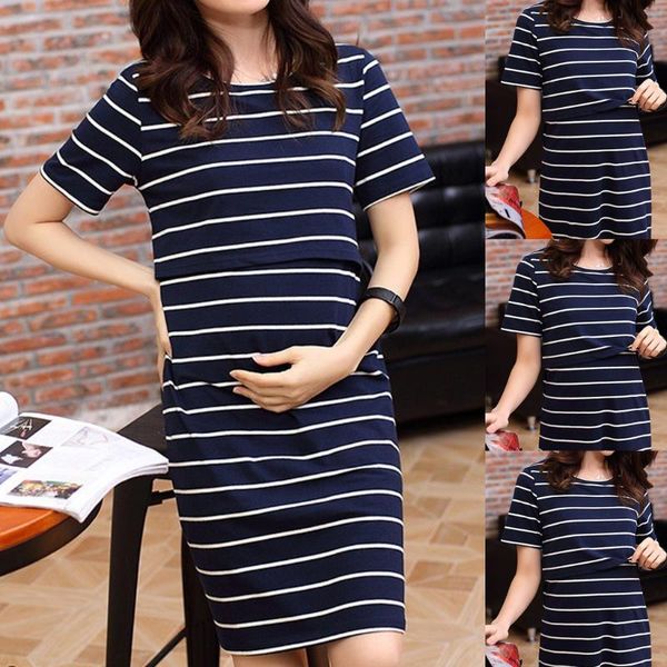 maternity dresses pregnant women o-neck nursing short sleeve stripe dress summer pregnancy breastfeeding vestidos, White
maternity dresses pregnant women o-neck nursing short sleeve stripe dress summer pregnancy breastfeeding vestidos, White