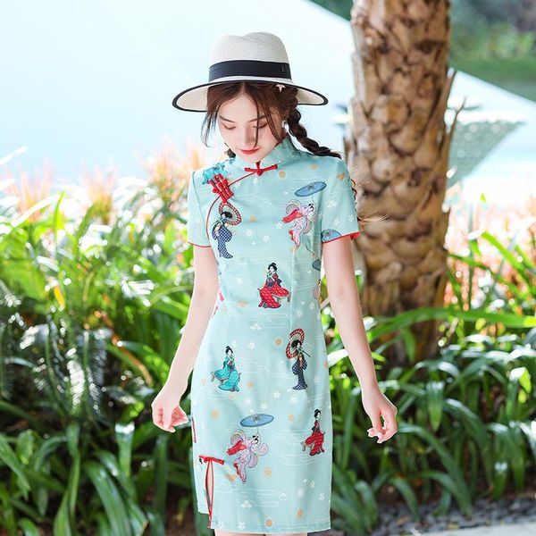 ethnic clothing chinese traditional dress women cheongsam qipao mini split lady banquet chipao short sleeve evening vestidos, Red
ethnic clothing chinese traditional dress women cheongsam qipao mini split lady banquet chipao short sleeve evening vestidos, Red