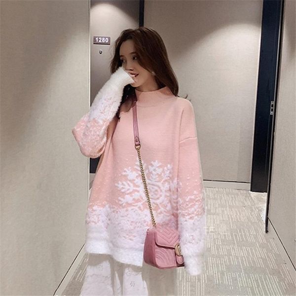 women's sweaters 2021 winter half high neck snowflake pullover sweater female korean version loose christmas thick knitted outer wear t, White;black
women's sweaters 2021 winter half high neck snowflake pullover sweater female korean version loose christmas thick knitted outer wear t, White;black