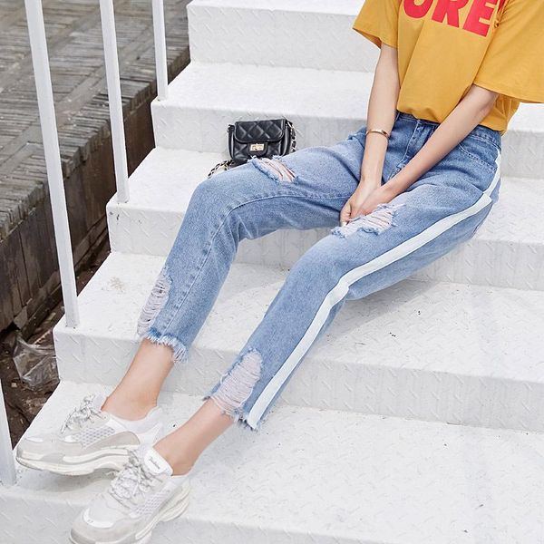 women's jeans 2021 hole female trousers straight beggar nine minutes of pants tall waist personality tassel hm9809, Blue
women's jeans 2021 hole female trousers straight beggar nine minutes of pants tall waist personality tassel hm9809, Blue
