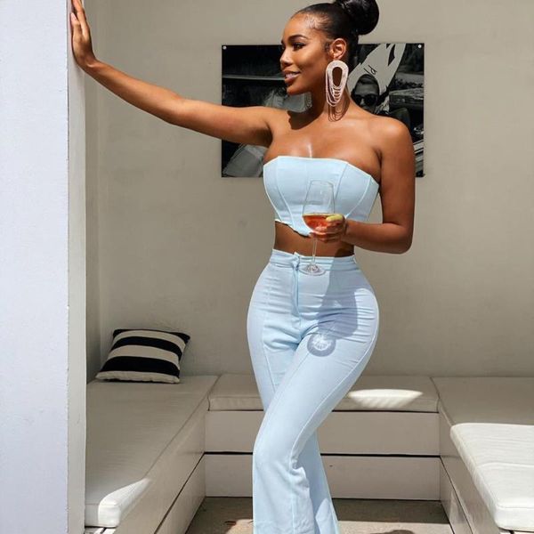 women's two piece pants 2 flare trousers set clubwear women double layer corset tube + bodycon sets outfits streetwear female, White
women's two piece pants 2 flare trousers set clubwear women double layer corset tube + bodycon sets outfits streetwear female, White