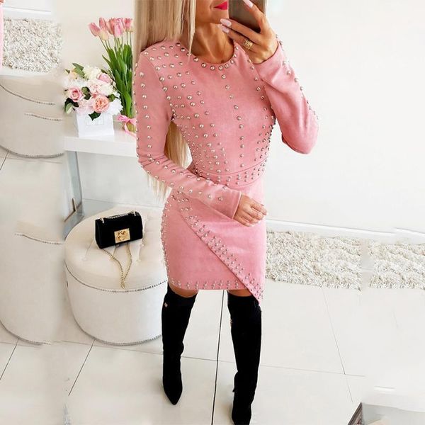 casual dresses pink rivet slim party dress long sleeve o neck high waist splited women autumn winter fashion vestidos, Black;gray
casual dresses pink rivet slim party dress long sleeve o neck high waist splited women autumn winter fashion vestidos, Black;gray