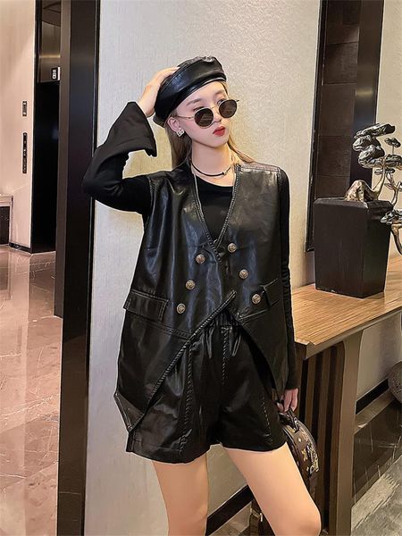 women's vests leather vest womens spring and autumn all-match loose waistcoat 2021 trendy irregular sleeveless jacket chaqueta corta mu, Black;white
women's vests leather vest womens spring and autumn all-match loose waistcoat 2021 trendy irregular sleeveless jacket chaqueta corta mu, Black;white
