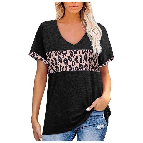 women's blouses & shirts women leopard color block casual short sleeve v-neck tunics blouse, White
women's blouses & shirts women leopard color block casual short sleeve v-neck tunics blouse, White