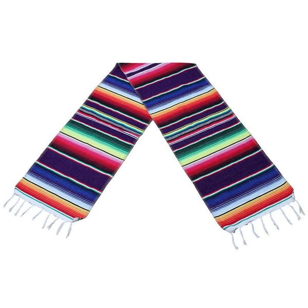 mexican serape table runner fringe cotton tablecloth fiesta party dinner decor cloth