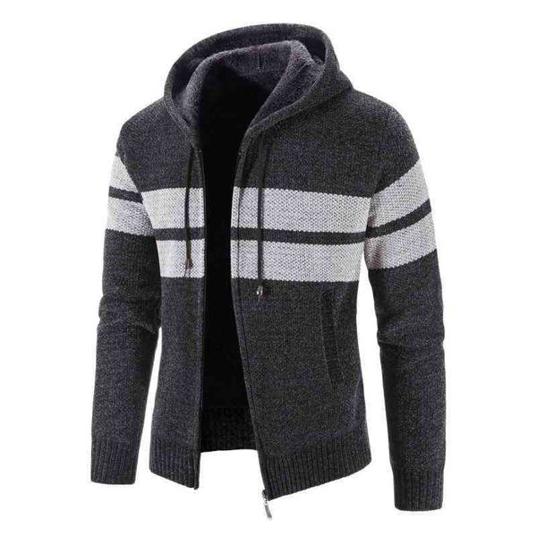 cardigan men hooded fleece sweater outwear winter warm coat casual stripe s knitted coats, White;black
cardigan men hooded fleece sweater outwear winter warm coat casual stripe s knitted coats, White;black