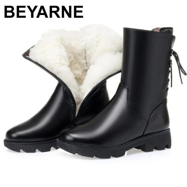 boots beyarinter round head genuine leather comfortable non-slip wear thick bottom wedge women warm wool boot, Black
boots beyarinter round head genuine leather comfortable non-slip wear thick bottom wedge women warm wool boot, Black