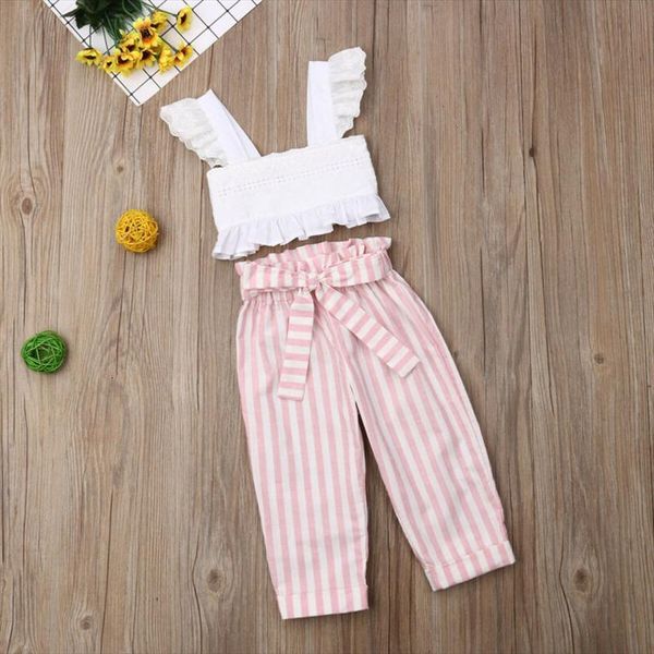 summer girl clothes girls lace strap ruffle crop striped long pants 2pcs toddler outfits kids set, White
summer girl clothes girls lace strap ruffle crop striped long pants 2pcs toddler outfits kids set, White