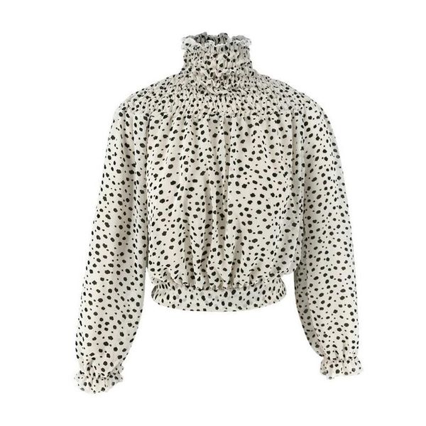 fashion women lady autumn chiffon t shirt high neck long sleeve casual loose dots t-shirt tees women's blouses & shirts, White
fashion women lady autumn chiffon t shirt high neck long sleeve casual loose dots t-shirt tees women's blouses & shirts, White
