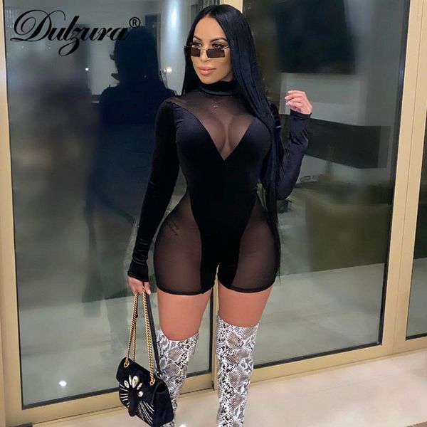 dulzura velvet mesh patchwork women long sleeve playsuit see through sheer bodycon streetwear 2021 autumn winter club, Black;white
dulzura velvet mesh patchwork women long sleeve playsuit see through sheer bodycon streetwear 2021 autumn winter club, Black;white