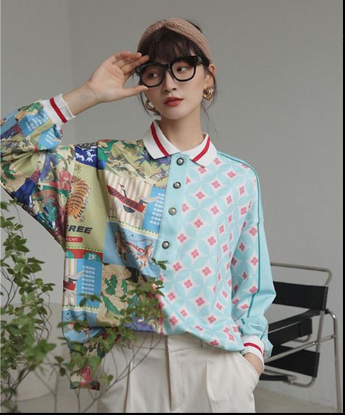 spring and autumn long sleeve womens shirts polo loose chinese style splicing retro printed shirt women plus size, White
spring and autumn long sleeve womens shirts polo loose chinese style splicing retro printed shirt women plus size, White
