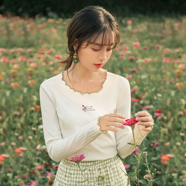 t shirts spring arrivals women's t-shirt pullover long sleeve versatile slim contrast collar fzj3, White
t shirts spring arrivals women's t-shirt pullover long sleeve versatile slim contrast collar fzj3, White