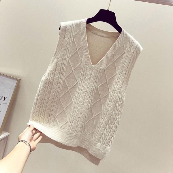 women's vests 2021 women autumn winter casual sweater vest female v neck sleeveless knitted gilet ladies loose preppy style solid waist, Black;white
women's vests 2021 women autumn winter casual sweater vest female v neck sleeveless knitted gilet ladies loose preppy style solid waist, Black;white